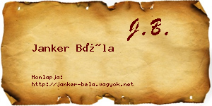 Janker Béla névjegykártya